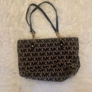 Michael Kors Black and gray MK Logo Tote with Black Straps